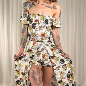 Tropical Print Maxi Romper Day Trip XS Summer Boho